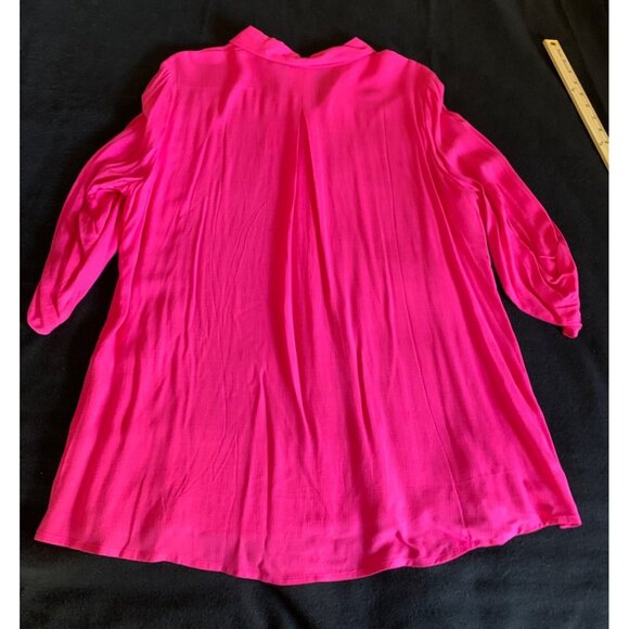 Chicos Womens Button-Down Fuchsia Long Sleeve Blouse Size 2 Rayon - Picture 9 of 11